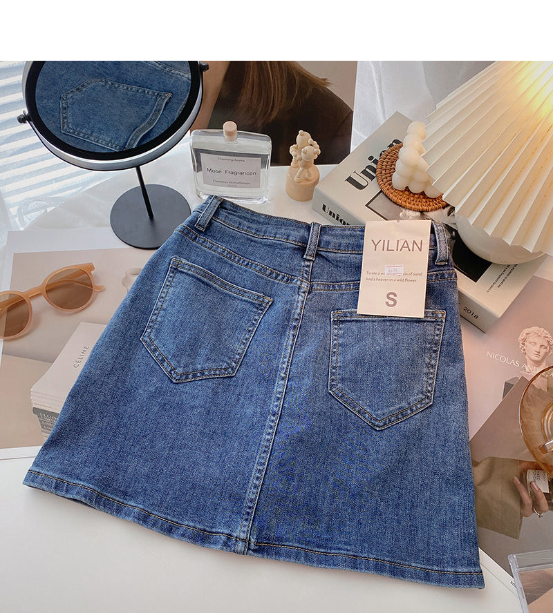 Korean minority design split A-line skirt fashion 5617