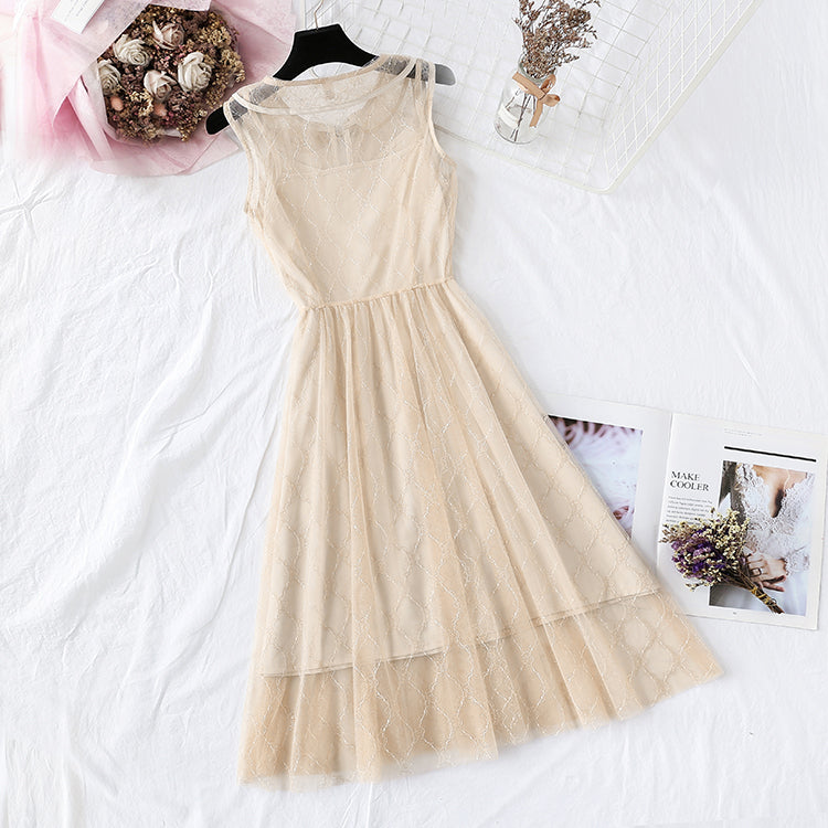 Robe en maille de style national, jupe à bretelles rétro 4348
