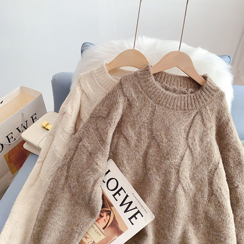Pull torsadé haut pull design paresseux coréen 4939