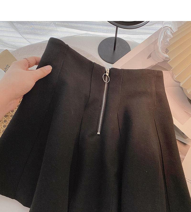 Jupe trapèze taille haute à fermeture éclair et motif léopard personnalisé 5448
