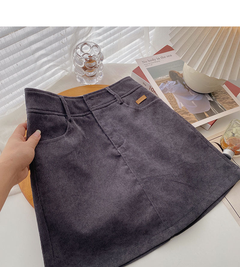 Jupe taille haute de couleur unie de style Hong Kong de nouvelle collection 5430