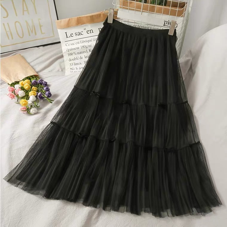 Décoration de nœud de fée super féerique, jupe trapèze épissé, jupe en tulle taille haute douce 3603