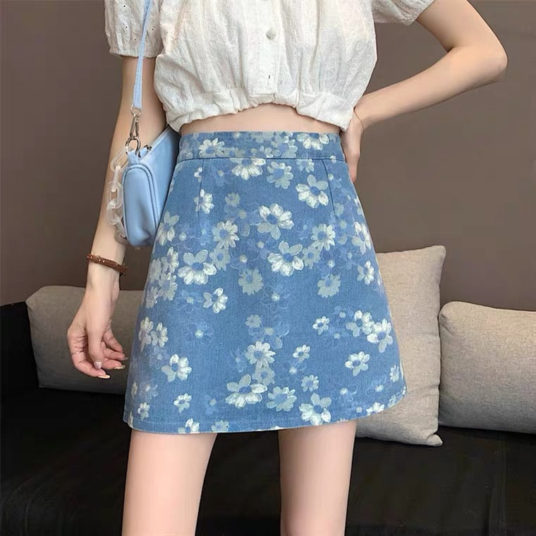 Jupe en jean fleurie, nouveau style, jupe moulante taille haute, jupe trapèze 3556
