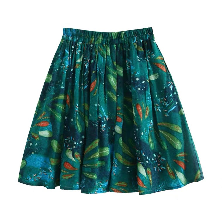 Printemps et été, jupe trapèze, petite jupe fleurie taille haute 3585