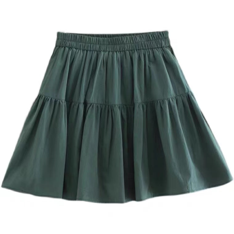 Mini jupe en coton et lin, été, jupe plissée taille haute, jupe à volants épissée 3581
