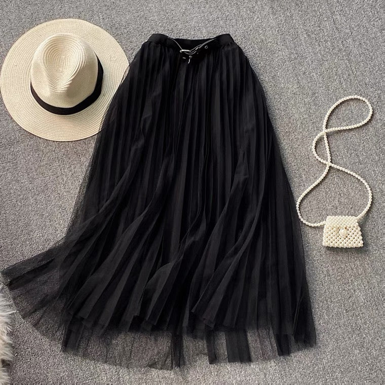 Jupe en tulle blanc super fée, jupe en tulle à taille élastiquée, jupe plissée 3524