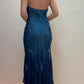 Dunkelblaues Meerjungfrau-Kleid mit Perlen, lang, Chiffon, formelles Abschlussball-Abendkleid, Hochzeitsgast-Partykleid, griechisches Neckholder-Kleid, gh3617b