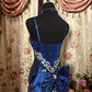 Königsblaues Meerjungfrauenkleid aus Satin mit aufwendiger Silberstickerei, große Schleife am Rücken, festliches Abendkleid gh6586