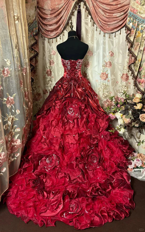 Burgund Wunderschöne Süße A-linie Mädchen quinceanera kleid Geburtstag Party Prom Kleid 16 Jahre Alt Kleid gh4316