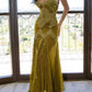 Robe de soirée longue en dentelle à bretelles spaghetti et perles vertes sexy sirène gh2995