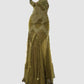 Robe de soirée longue en dentelle à bretelles spaghetti et perles vertes sexy sirène gh2995