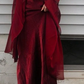 ✨Girlhomeshops-Burgundy Cowl Neck Chiffon Long Evening Dress With Shawl gh10174