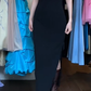 Black Vintage Prom Dress Halter U Neck Diagonal Hand Beaded Column Long Evening Gown gh9618