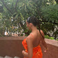 Orange Fashion Elegant Spaghetti Strap Long Ruffle Chiffon Ball Gown Evening Dress Party Dress Wedding Guest Dress gh3318
