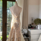 Ivory White Vintage Gorgeous Shiny Fashion Elegant Exquisite Floral Beading Long Chiffon Backless Fairy Ball Gown Evening Dress Birthday/Wedding Guest/Holiday Party Dress Prom Dress Valentine's Day Date Dress gh4035