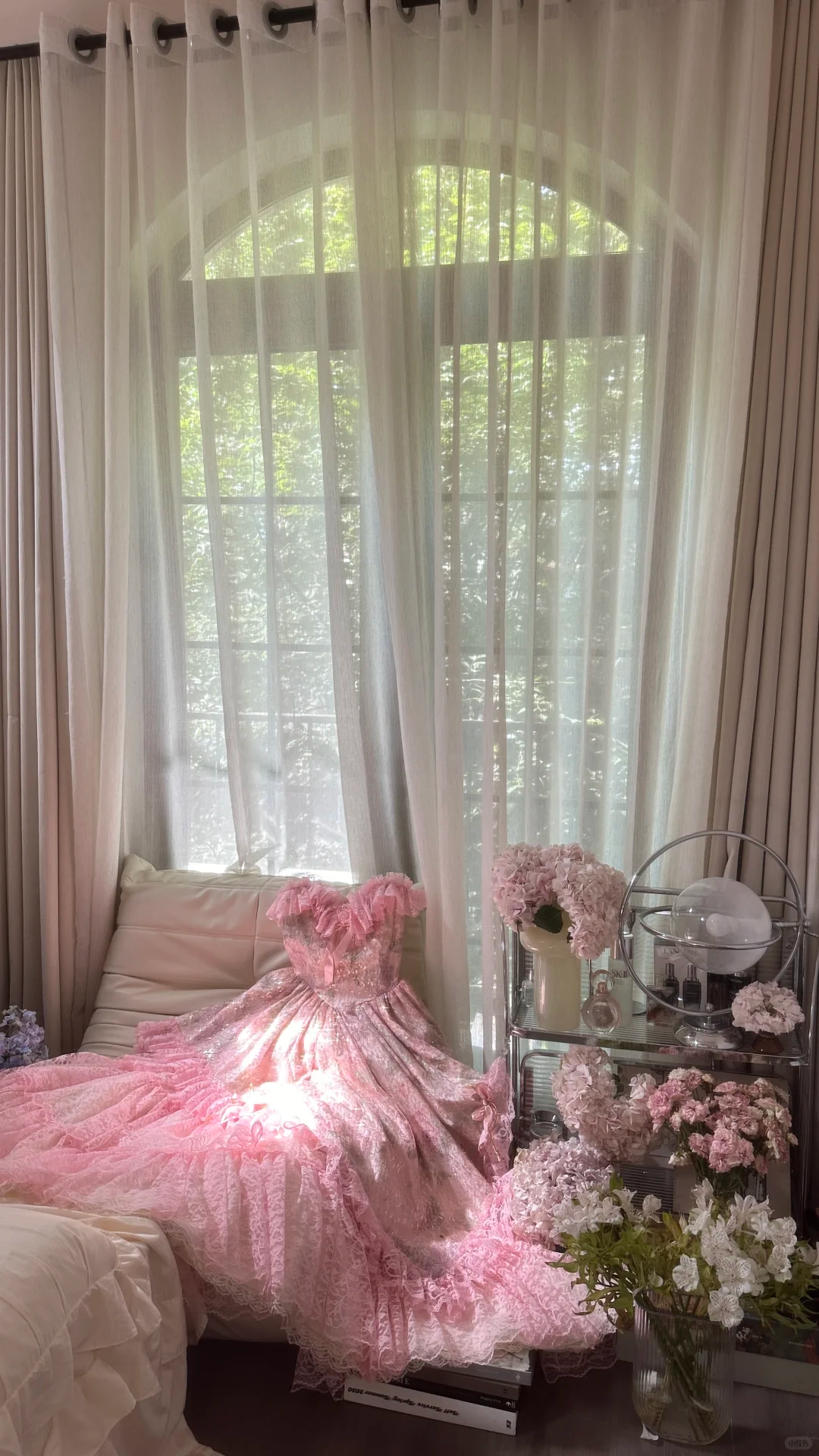 Rosa süße Mode elegante exquisite Spitze floral lange Tüll Spitze Prinzessin Ballkleid Abendkleid Geburtstagskleid Erwachsene Zeremonie Kleid gh4032