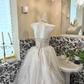 Ivory Strapless Waist-Cinched Full Flared Skirt Elegant Romantic Dress, Wedding Gown gh7650