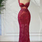 Luxury gorgeous elegant one shoulder burgundy long ball gown sexy bodycon evening dress gh2724