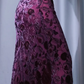 Halter Dark Purple Mermaid Evening Dress, Vintage Floral Burnout Velvet Beaded Formal Midi Gown gh9902