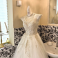 Ivory Embroidered Lace Classic Elegant Waist-Cinched Voluminous Skirt Romantic Dress, Wedding Gown gh7614