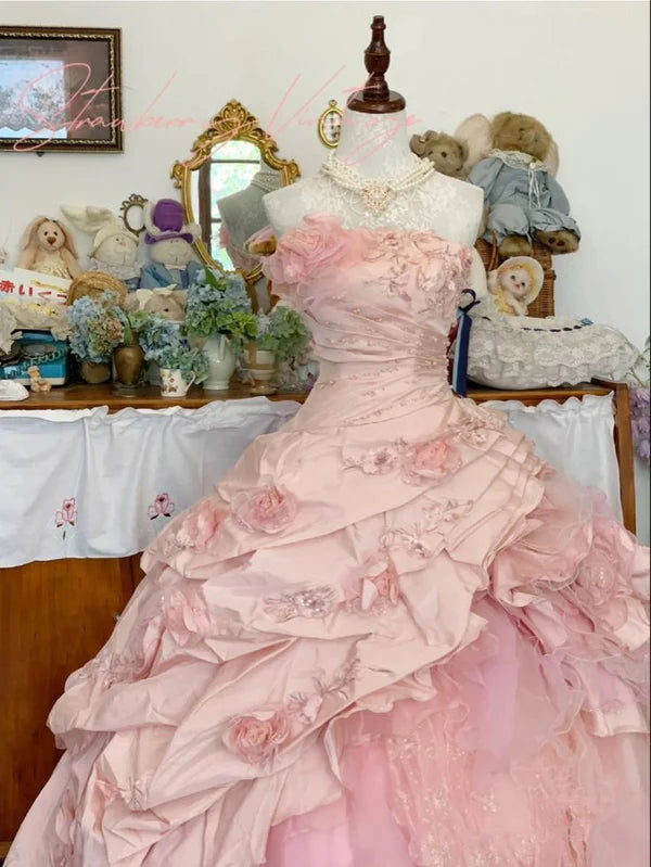 girlhomeshops – Kleid zum 16. Geburtstag, rosa geblümtes Teenager-Kleid, langes Tüll-Ballkleid, Bar-Mizwa-Kleid, gh5636
