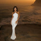 White fashion cross strap elegant simple long satin floor-length mermaid ball gown evening dress gh3169