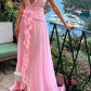 Girlhomeshops - Robe de demoiselle d'honneur longue en mousseline rose élégante, robe de soirée pour invité de mariage gh5949