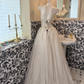 Light Apricot Beaded Strapless Waist-Cinched Elegant Long Romantic Dress, Wedding Gown gh7506