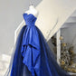 Blue off-the-shoulder A-line satin tulle long party dress prom gown evening gown gh3106