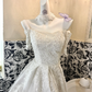 White Off-the-Shoulder Exquisite Embroidered Waist-Cinched Full Flared Skirt Long Romantic Dress, Wedding Gown gh7761