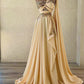 Robe de soirée élégante en tulle jaune de luxe avec perles brillantes et longues gh3278