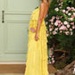 Robe de soirée longue en mousseline de soie jaune, simple et confortable, robe de bal, robe d'invité de mariage, gh4728
