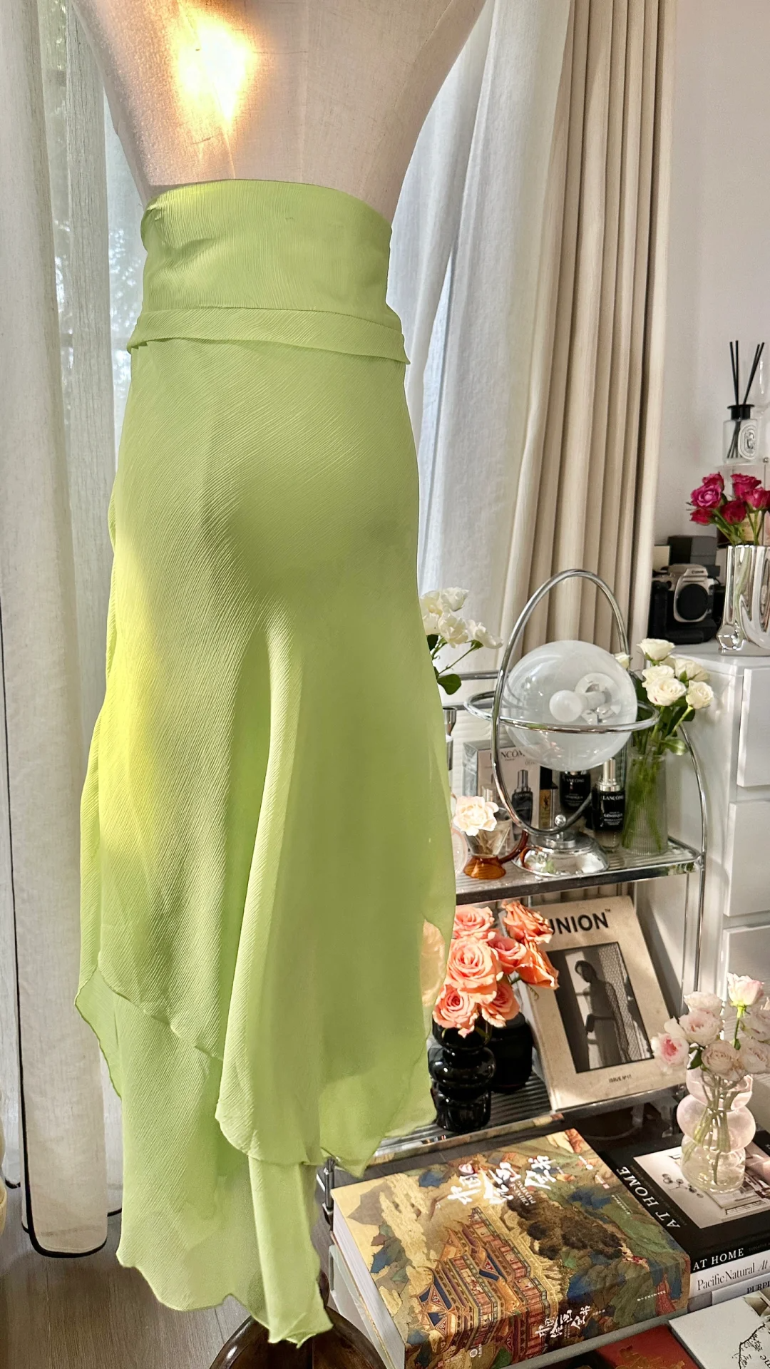 Hellgrünes, glänzendes, modisches, elegantes, exquisites, mit Perlen verziertes, langes Chiffon-Ballkleid mit Feenmotiv, Abendkleid für Geburtstage/Hochzeitsgäste/Feiertagspartys, Ballkleid, Valentinstags-Date-Kleid, gh4038