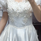 Ivory Vintage Off‑Shoulder 3D‑Floral‑Lace Satin A‑Line Soft Train Wedding Dress gh8788