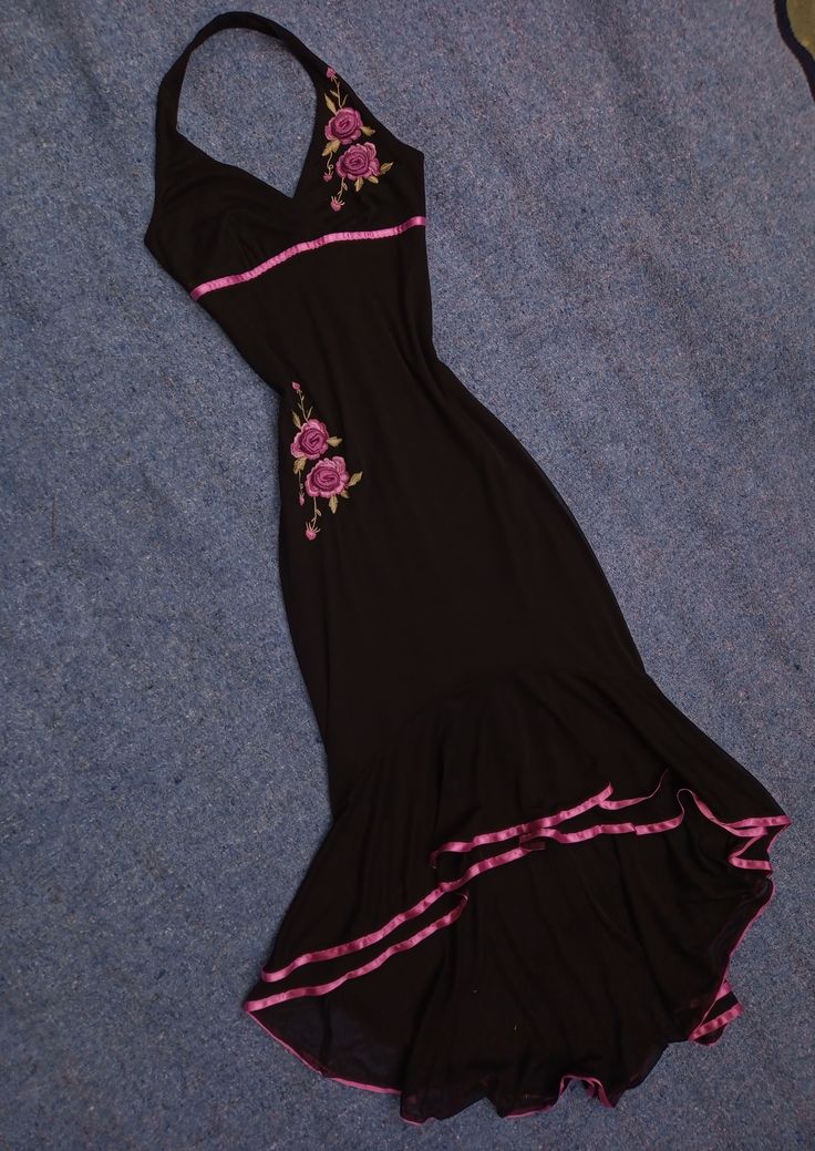 Black elegant delicate floral embroidery applique long evening dress dancing dress prom dress party dress gh3213