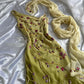 Yellow Green gorgeous exquisite vintage embroidered spaghetti strap long ball gown prom dress evening gown gh2932