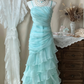 Mint Green Layered Mermaid Evening Gown gh7112