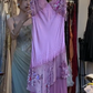 Wide Strap Lavender Prom Dress V Neck Hand Beaded Floral Print Asymmetrical Ruffle Formal Evening Gown gh9820
