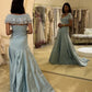 Elegant long blue satin dress gh6866