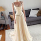 Ivory White Retro Elegant Square Round Neck Greek Goddess Long Tulle Floor-Length Train Ball Gown Evening Dress Party Dress gh3674