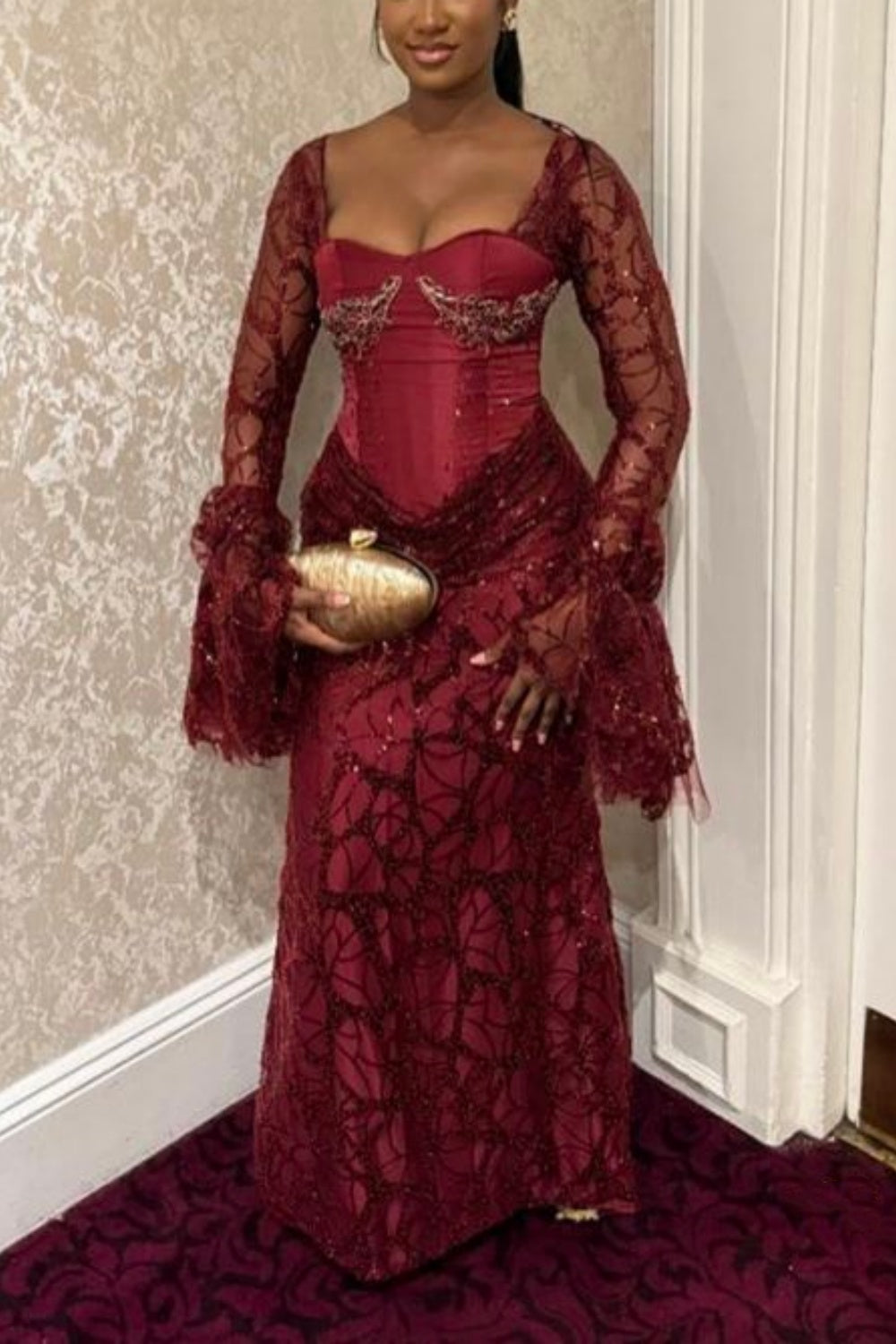 Neues langärmeliges Abendkleid gh6535