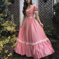 Pink Elegant Exquisite Lace Long Chiffon Ball Gown Evening Dress Wedding Guest/Birthday/Garden Party Dress gh4130