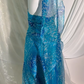 Blue Floral Print Halter Fitted Waist Slim Bodycon Sexy Prom Gown, Evening Party Dress gh8554