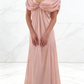 Maxikleid aus rosafarbenem Chiffon mit Twist-Ausschnitt – schulterfrei, rückenfrei, ideal für Brautjungfern, Dates oder Abendveranstaltungen (gh6976)