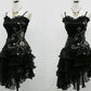 girlhomeshops--Blue/Black Delicate Floral Beaded Short Ruffled Tulle Homecoming Dress gh5635