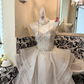 Ivory Strapless Waist-Cinched Rhinestone Puffy Long Skirt Romantic Dress, Wedding Gown gh7531