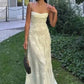 Robe de soirée longue élégante à bretelles spaghetti en tulle ivoire gh3014