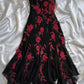 Black gorgeous delicate Beads floral applique spaghetti straps long elegant tulle ball gown evening dress gh3170