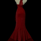 Wine‑Red Sparkly Mermaid Evening Gown, Halter Deep‑V Neck Backless Design, Ruched Waist Detail, Side Tiered Ruffle Trim, Fitted Mermaid Floor‑Length Skirt, Retro Formal Prom Photoshoot Party Dress gh8867