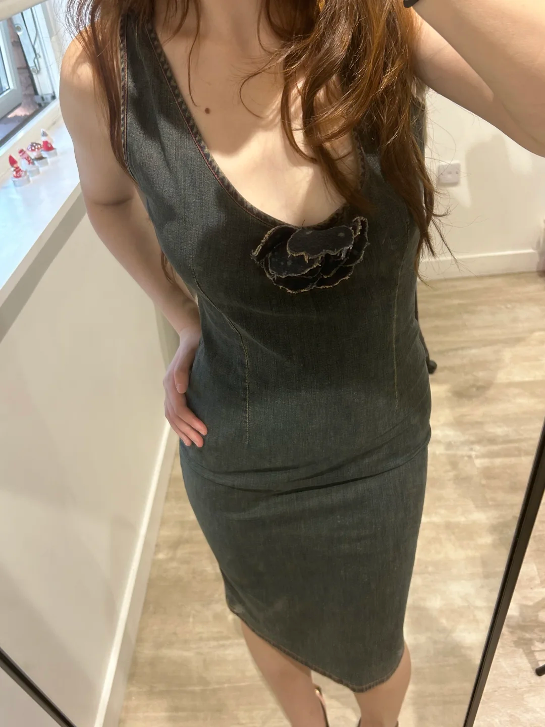 Sexy Vintage Denim Spaghetti Strap Fitted Waist Slim Bodycon Prom & Evening Party Dress gh8466